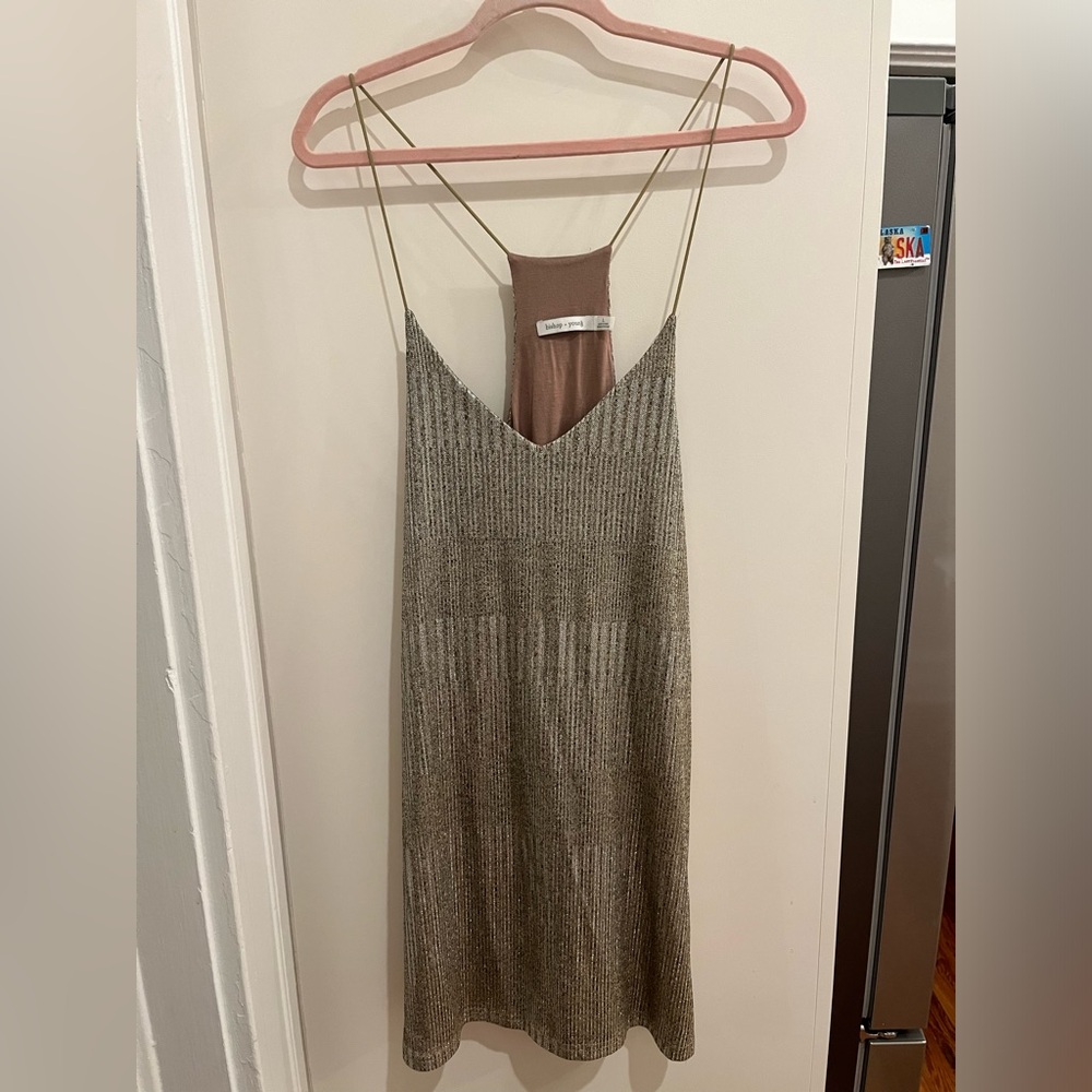 Bishop + Young Metallic Dress, Size Large